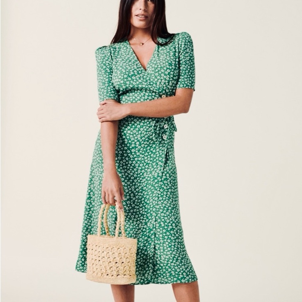 Chic Green Floral Midi Dress